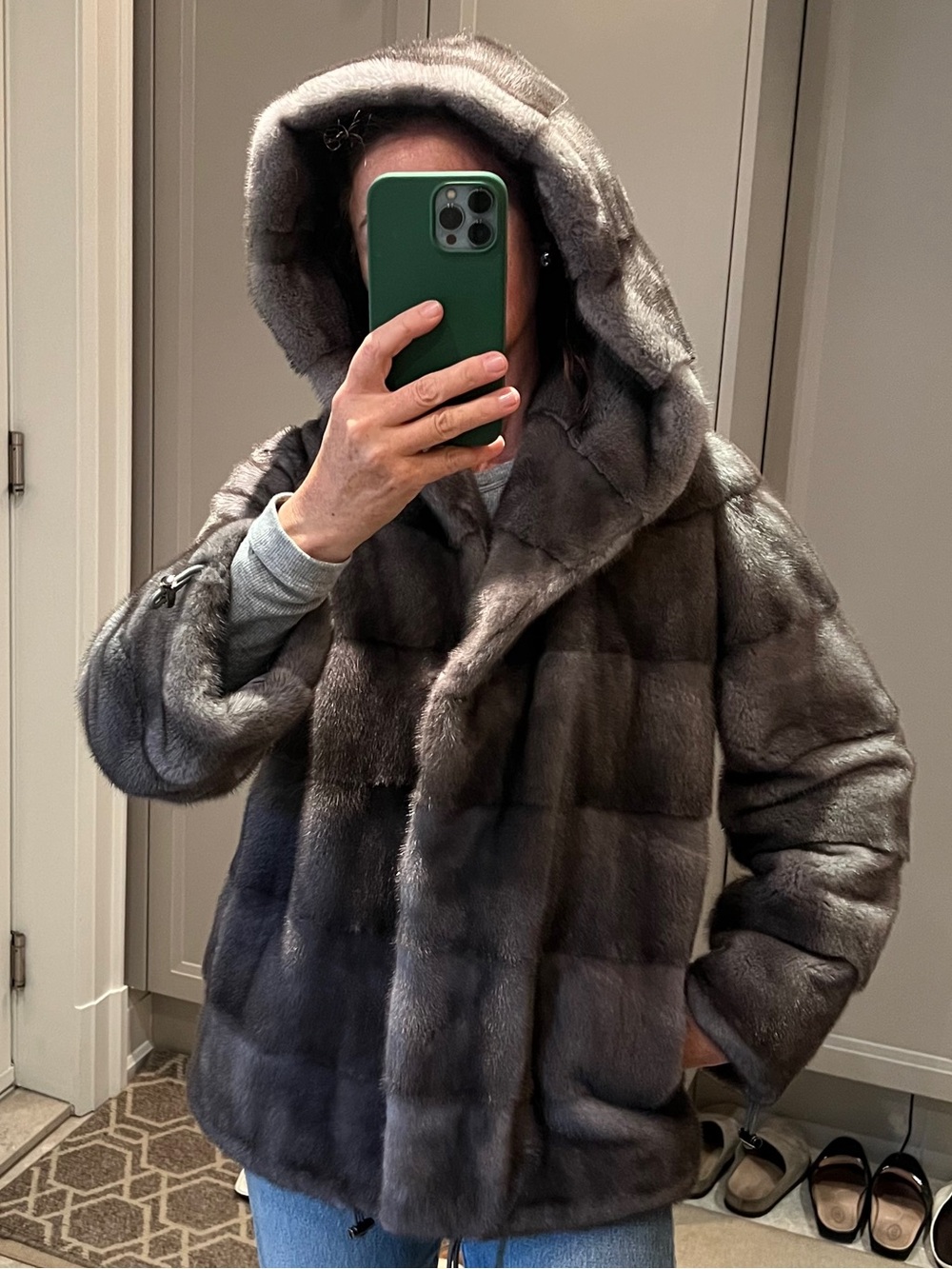 Silver mink fur coat size 36